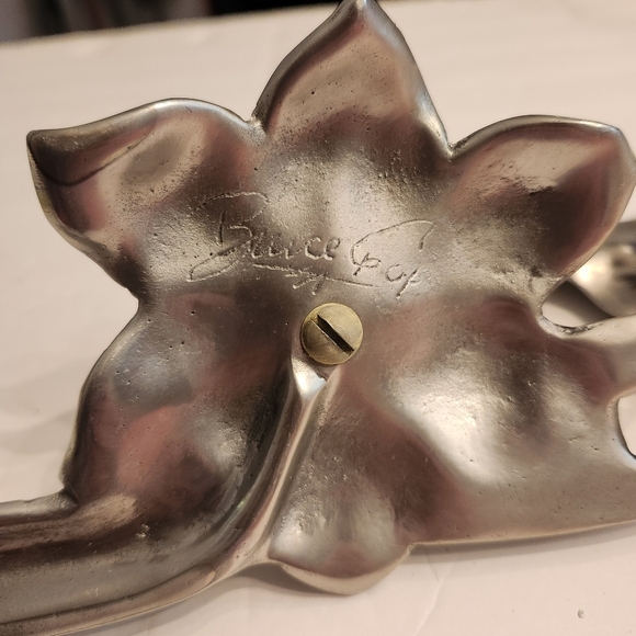 Bruce Fox Daffodil Taper Candlesticks Pair Pewter - Picture 6 of 10